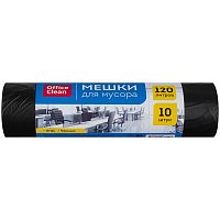 Мешки для мусора 120 л, 670*1020 мм, ПНД 11 мкм, черные, рулон 10 шт, "OfficeClean"