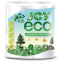 Полотенце бумажное "JOY Eco" 2-х слойное, 50 л, 220*240 мм, 12 м, тиснение, втулка d-45 мм, упак. 2 шт.