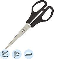 Ножницы 160 мм, лезвие 87 мм, нержавеющая сталь, симметричные пластиковые эллиптические ручки, "Attache"