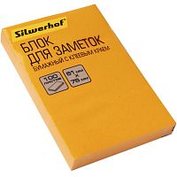 Блок для записи, бумажный 100 л, неон, липкий слой, 51*76 мм,75 г, "Silwerhof"