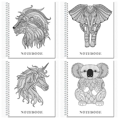 Тетрадь "Дудлинг. Животные" 96 л, ф.170*205 мм, клетка, белизна 100%, металлический гребень, картонная обложка, "Полином""