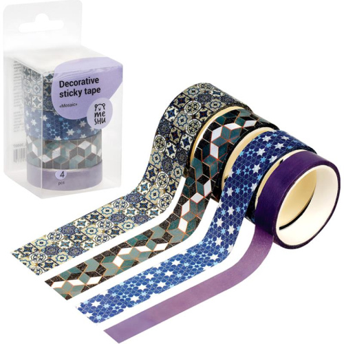 Клейкая декоративная лента "Mosaic" 3000*20/15/10 мм, 4 рулона, "MESHU"