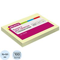 Блок для записи бумажный 100 л, желтый, липкий слой, 76*101 мм, 62 г, "Attache"