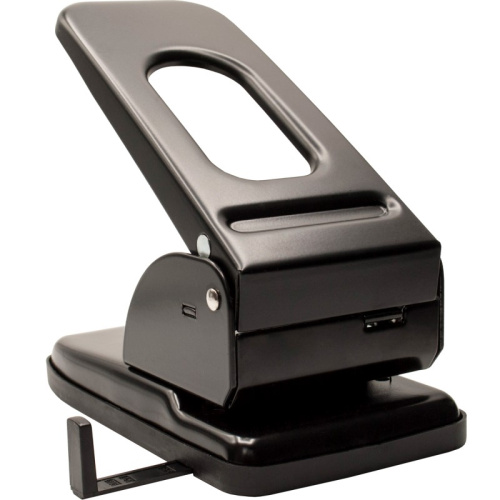 Дырокол 2 отверстия 6 мм, до 65 л, между отверстиями 80 мм, металлический, пластиковая линейка, "BURO"