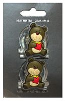 Набор магнитов с зажимом "Мишка", d25 мм, 2 шт, блистер, "A-Beko"