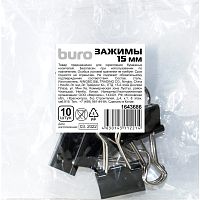 Зажимы стальные 15 мм, 10 шт, до 60 л, черные, п/э упак, "BURO"