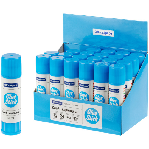 Клей-карандаш 15 г, PVA, "OfficeSpace"