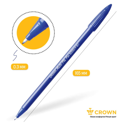 Ручки капилярные 12 цв. "MultiPla", одноразовые, 0,3 мм, "Crown" фото 2