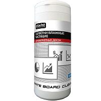 Салфетки вискозные "White Board Clean", увлажненные для магнитно-маркерной доски, пластик. туба 100 шт, "Attache"