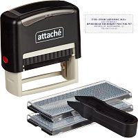 Самонаборный штамп, 5 строки, оттиск 58*22 мм, автоматическая пластиковая оснастка + 2 кассы, "Attache"
