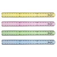 Линейка 300 мм, ширина 27 мм, двойная шкала, скошенный край, прозрачный полистирол, "Silwerhof"