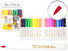 Маркеры с мягким наконечником, 18 цв, водная основа, пластик. уп, "Tukzar"