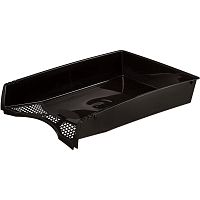 Лоток для бумаг "Economy", горизонтальный, черный полипропилен, 254*270*68, "Стамм"