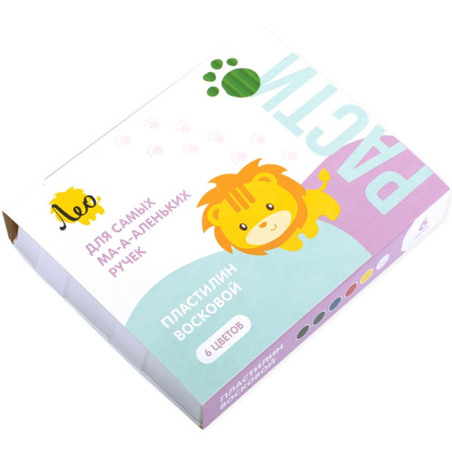 Мягкий восковой пластилин "Расти" 6 цв. по 12 г, стек, картонная коробка, "Лео" Мягкий восковой пластилин "Расти" 6 цв. по 12 г, стек, картонная коробка, "Лео"