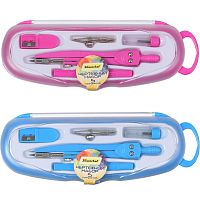 Чертежный набор 5 предметов: металлический циркуль 120 мм, пластиковый пенал, "Silwerhof"