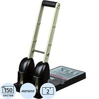 Дырокол мощный, 2 отверстия 6 мм, до 150 л, между отверстиями 80 мм, металлический корпус, металлическая линейка, "Attache"