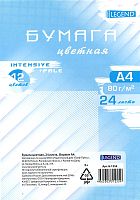 Цветная двухсторонняя бумага "Intensive + Pale" 24 л. 12 цв. ф.А4 (210*297 мм), 80 г, пакет, "Legend"