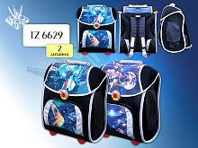 Ранец эргономический каркасный, "Космос", с твердой спинкой, с замком, три внешних кармана, "TUKZAR"