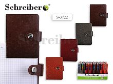 Записная книжка ф.А6(110*145 мм), клетка, кнопка, 160 л, кожзам, "Schreiber"