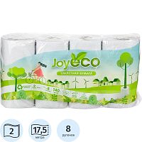 Бумага туалетная 2-х слойная "Joy eco",140 л. 125*95 мм,17,5 м,  тиснение, перфорация, втулка 4,5 см, упак. 8 рул.