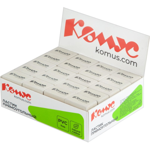 Ластик прямоугольный, натуральный каучук, 26*18*8 мм, "Комус" фото 2