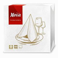 Салфетки бумажные "Nega", 2-слойные белые, 240*240 мм, упак. 100 шт.