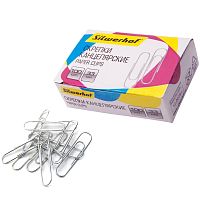 Скрепки 33 мм, 100 шт, округлые, металлические, оцинкованные, картонная упак, "Silwerhof"