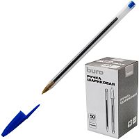 Ручка шариковая одноразовая, синяя, 0,7 мм, линия 0,5 мм, "BURO"