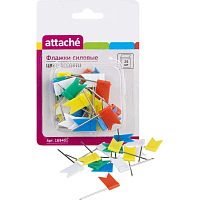 Кнопки силовые "Флажки", длина иглы 23,5 мм, 25 шт, блистер, "Attache"
