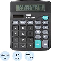 Настольный 12 разрядный калькулятор, двойное питание, 145*180*58 мм, "Attache"