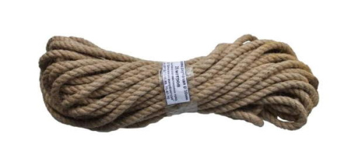 Джутовая веревка, сечение - 10 мм, 58,9 кТекс, разрывная нагрузка 490 кгс, моток 20 м.